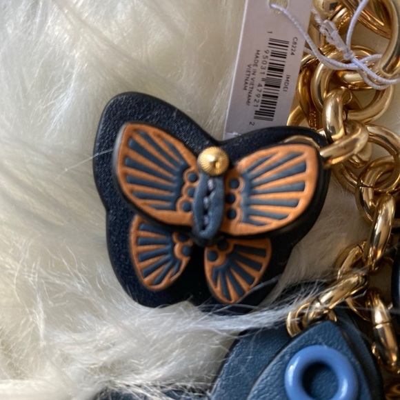 Coach Butterfly Charm Keychain in Blue and Gold - Picture 3 of 8